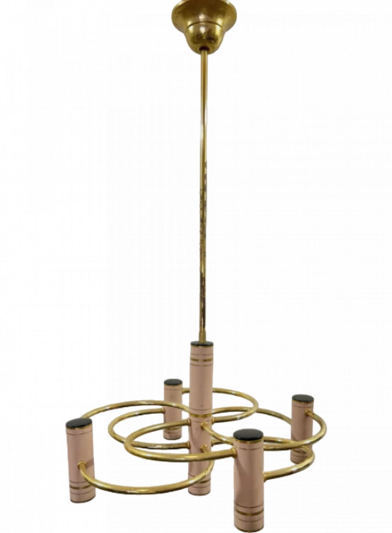 Geometric brass and metal chandelier by Gaetano Sciolari, 1970s 9