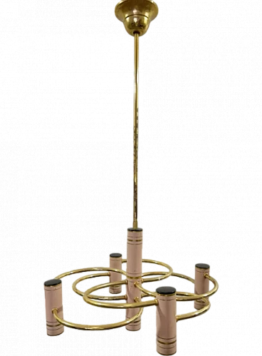 Geometric brass and metal chandelier by Gaetano Sciolari, 1970s