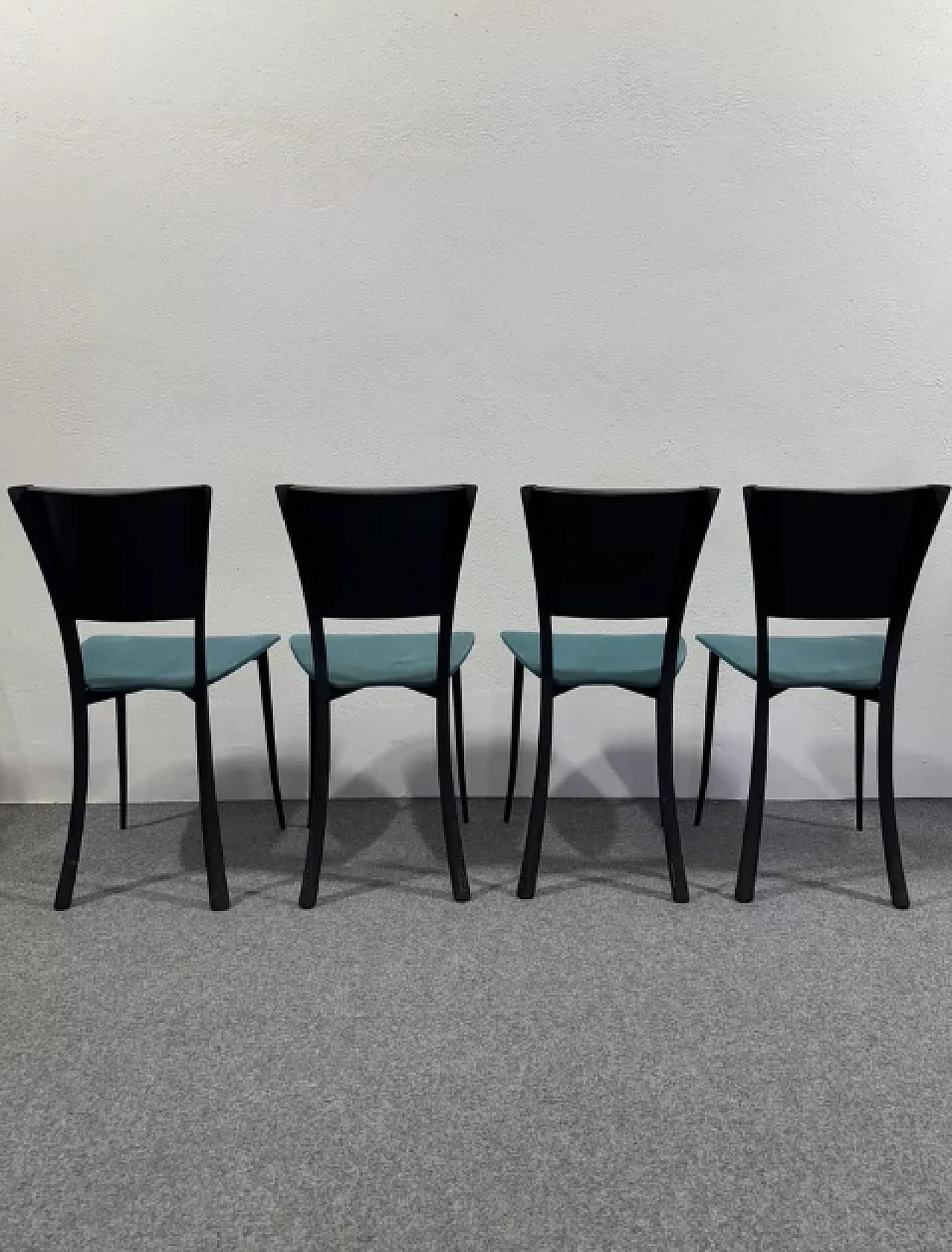 4 Leather, metal and fabric chairs, late 20th century 2