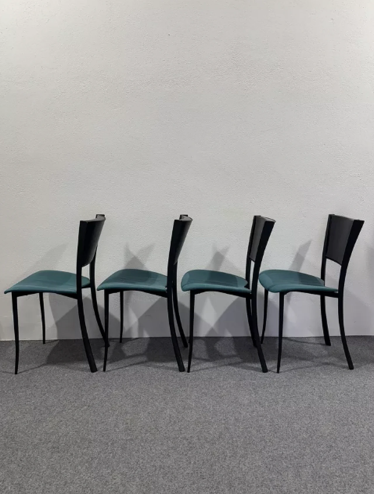 4 Leather, metal and fabric chairs, late 20th century 3