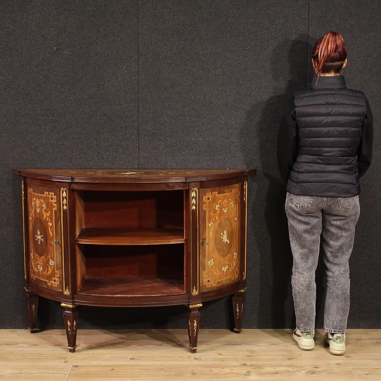 Elegante credenza intarsiata in stile Luigi XVI, '900 2