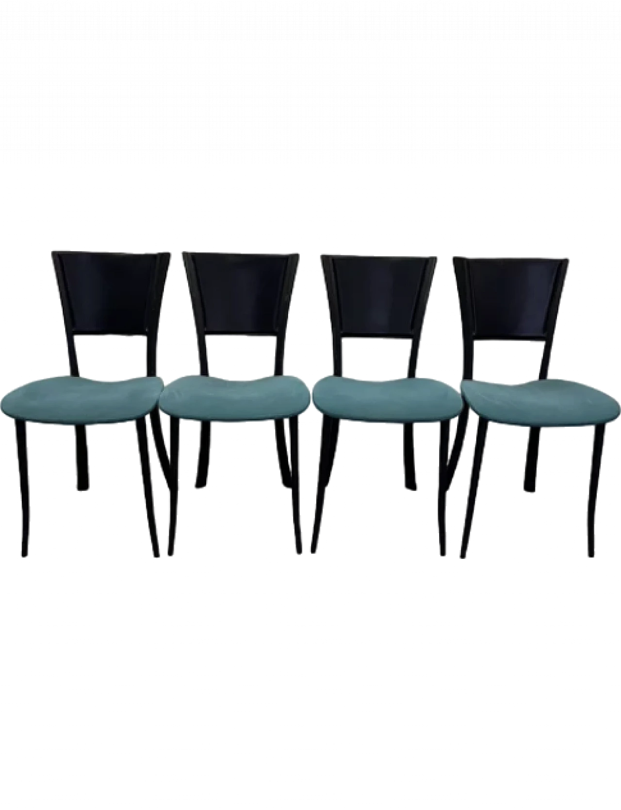 4 Leather, metal and fabric chairs, late 20th century 10