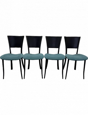 4 Leather, metal and fabric chairs, late 20th century