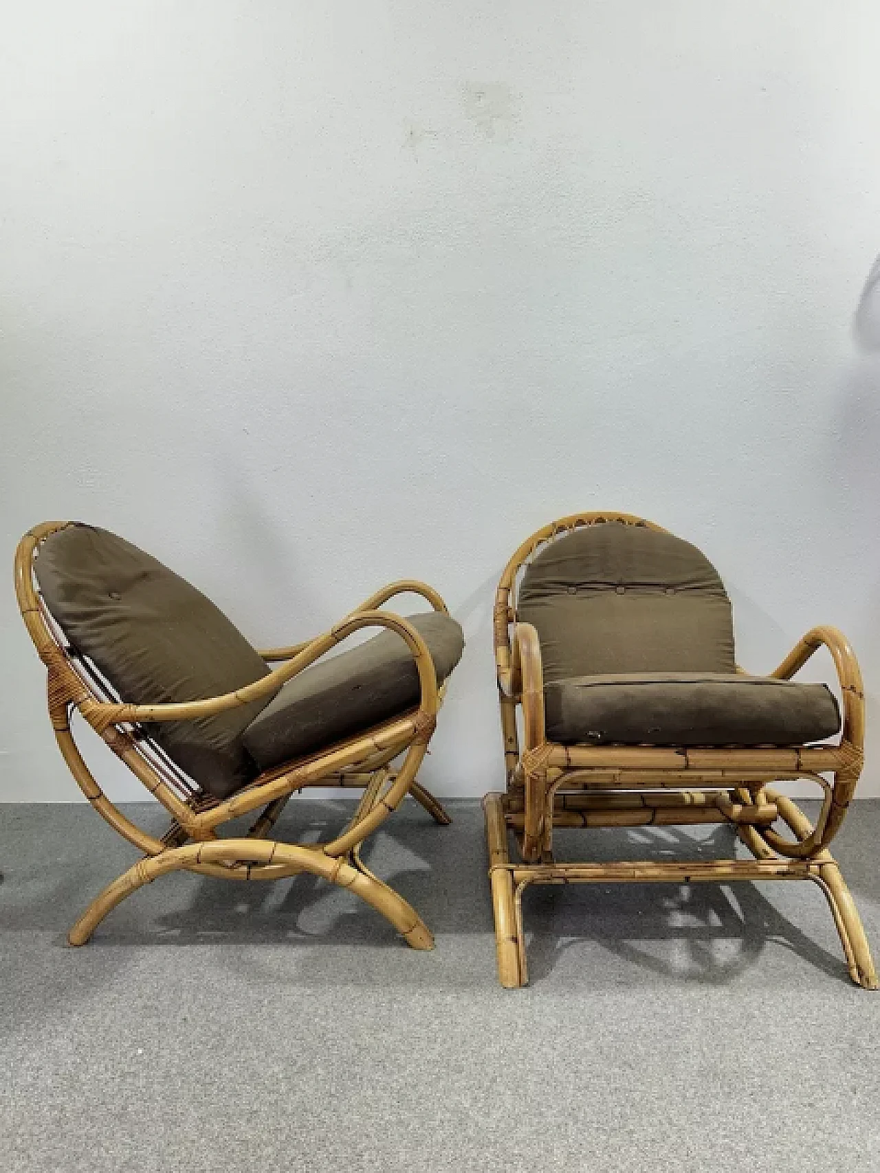 Pair of bamboo rocking chairs, 1970s 3