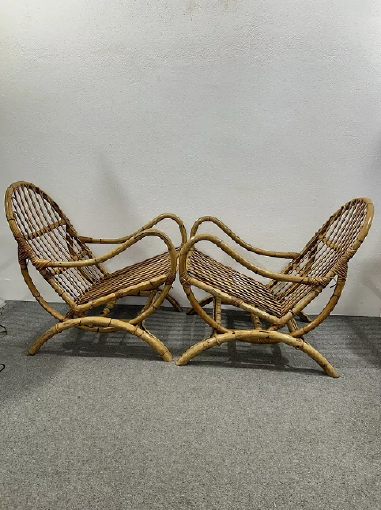 Pair of bamboo rocking chairs, 1970s 5