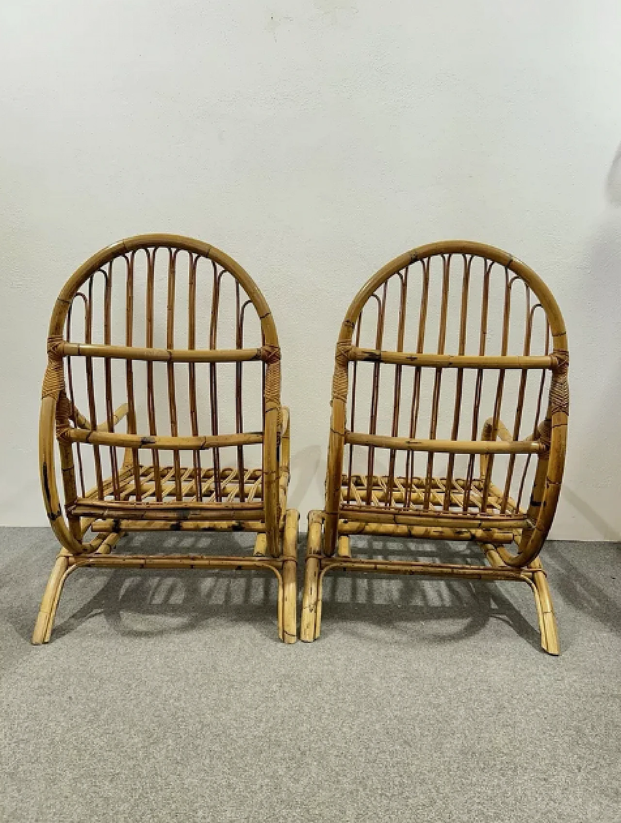 Pair of bamboo rocking chairs, 1970s 6