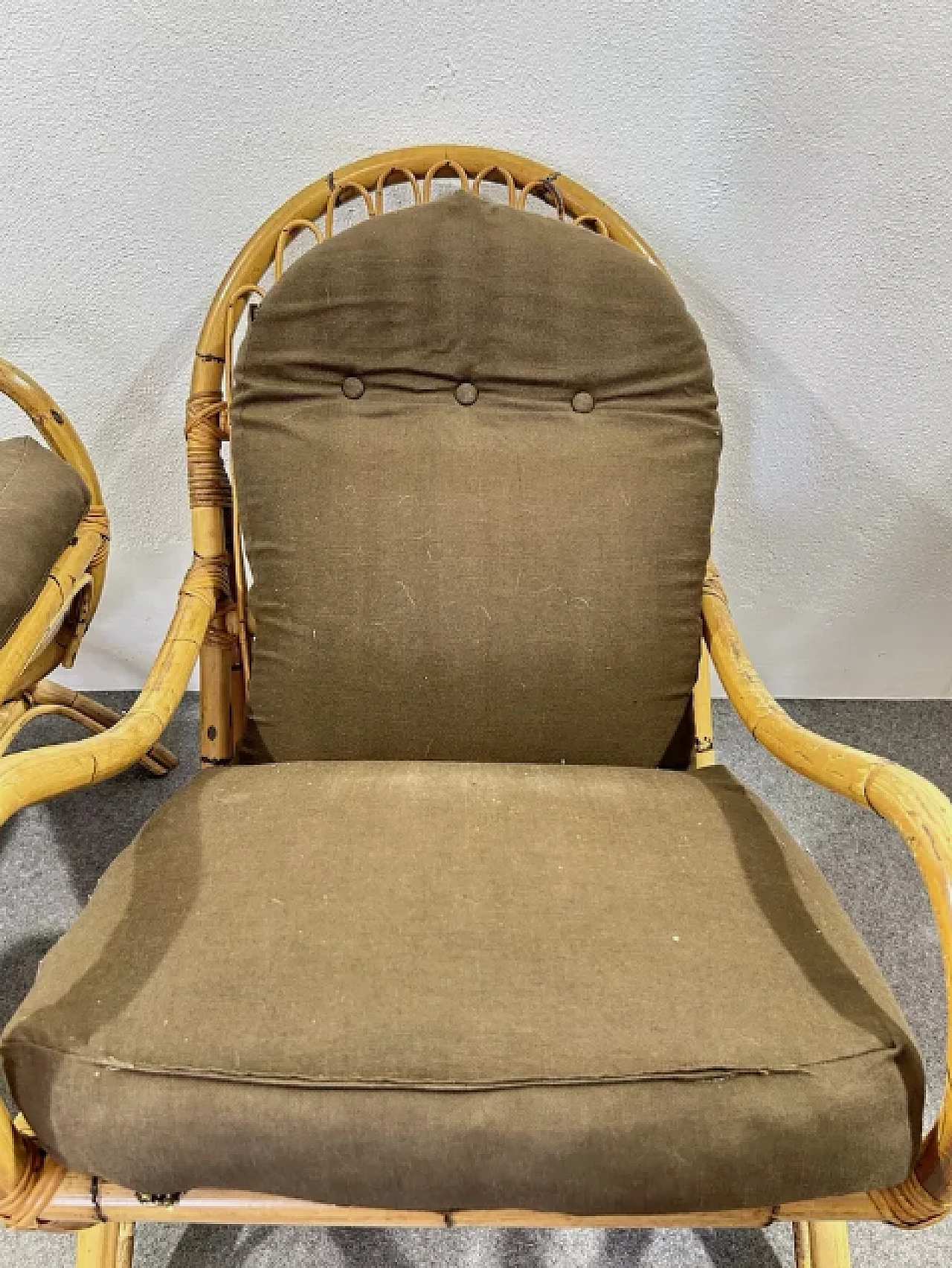 Pair of bamboo rocking chairs, 1970s 7