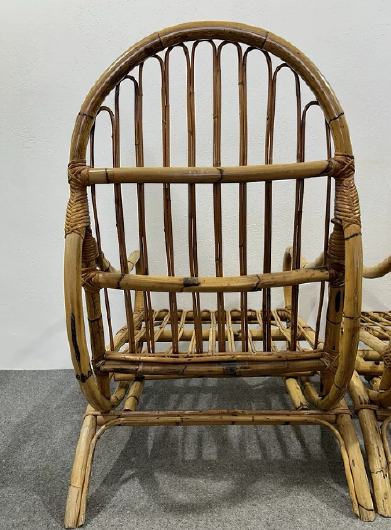 Pair of bamboo rocking chairs, 1970s 10