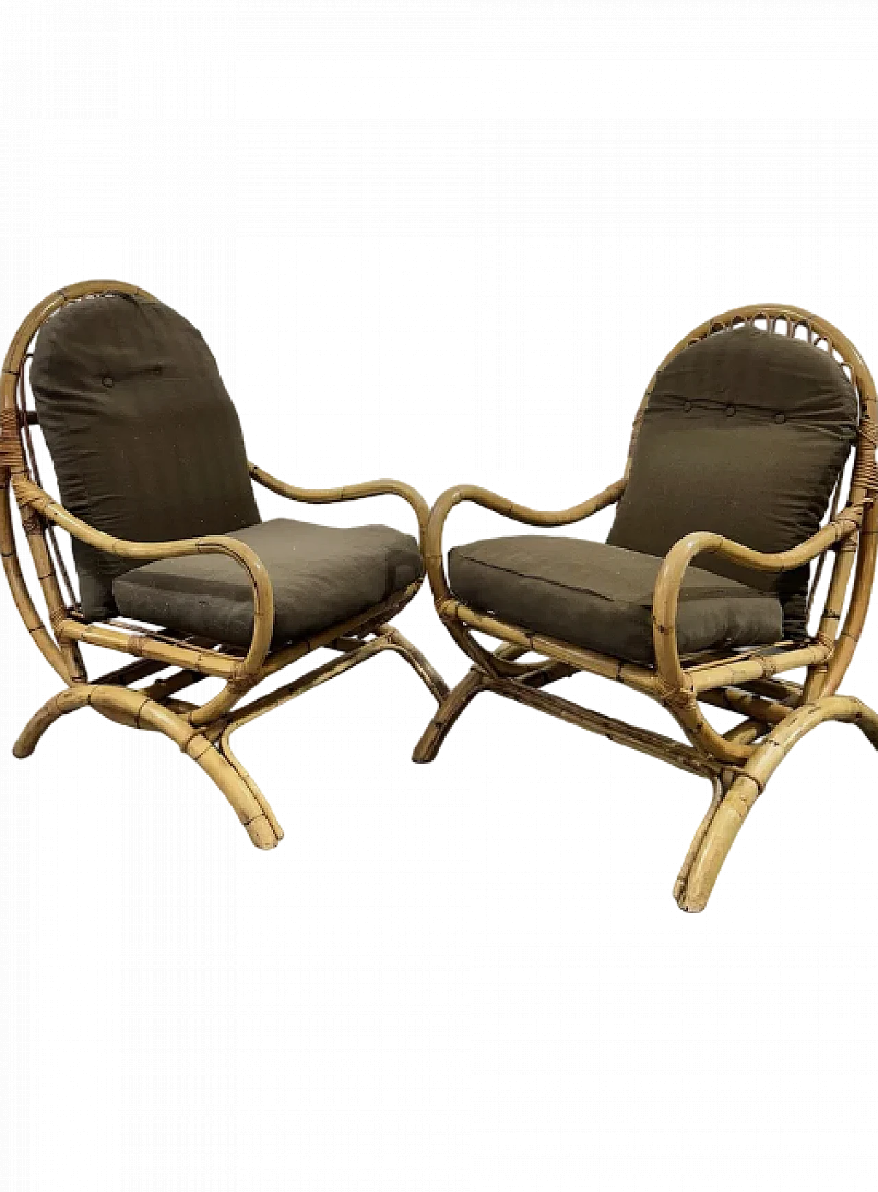 Pair of bamboo rocking chairs, 1970s 13