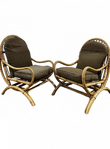 Pair of bamboo rocking chairs, 1970s