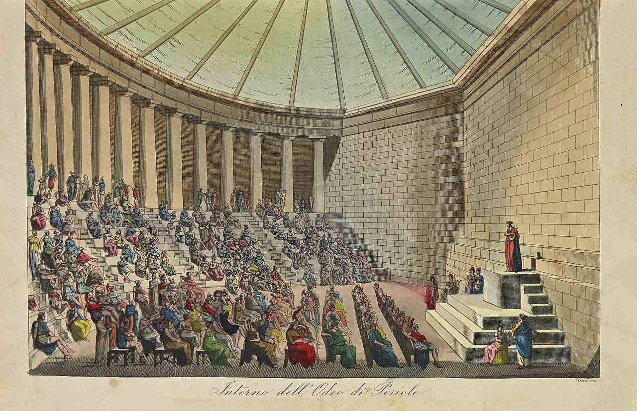 Various Authors, Interior of the Odeum of Pericles, Lithograph 19th century 1