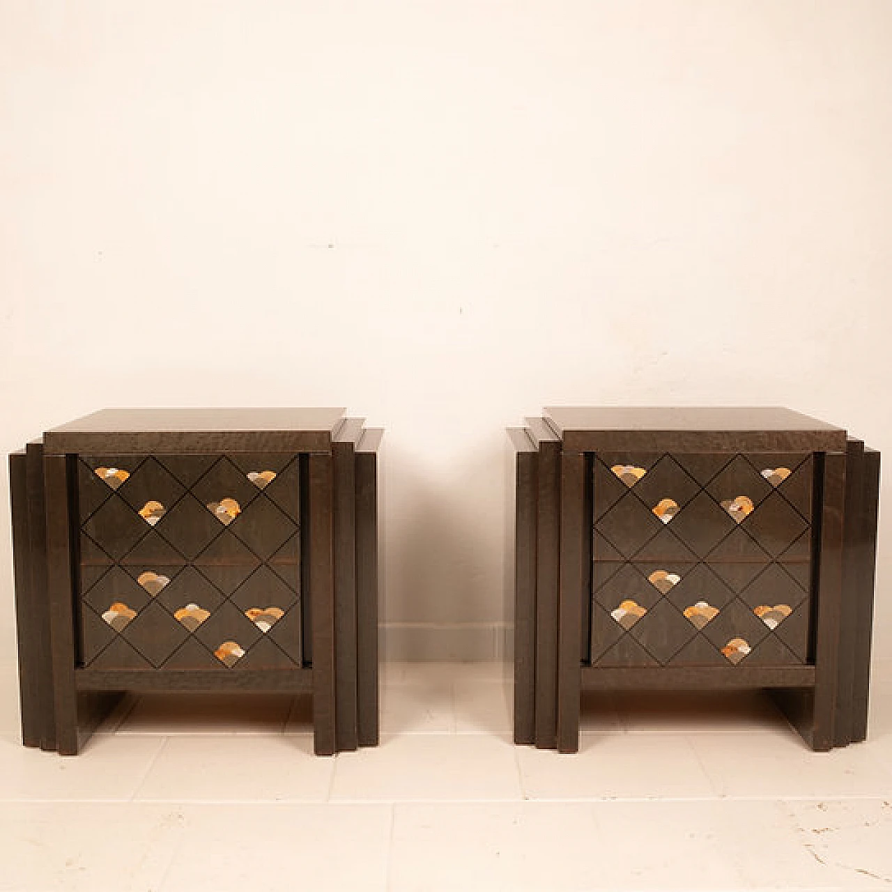 Pair of Chiaro di Luna bedside tables by L. Frigerio, 1980s 1