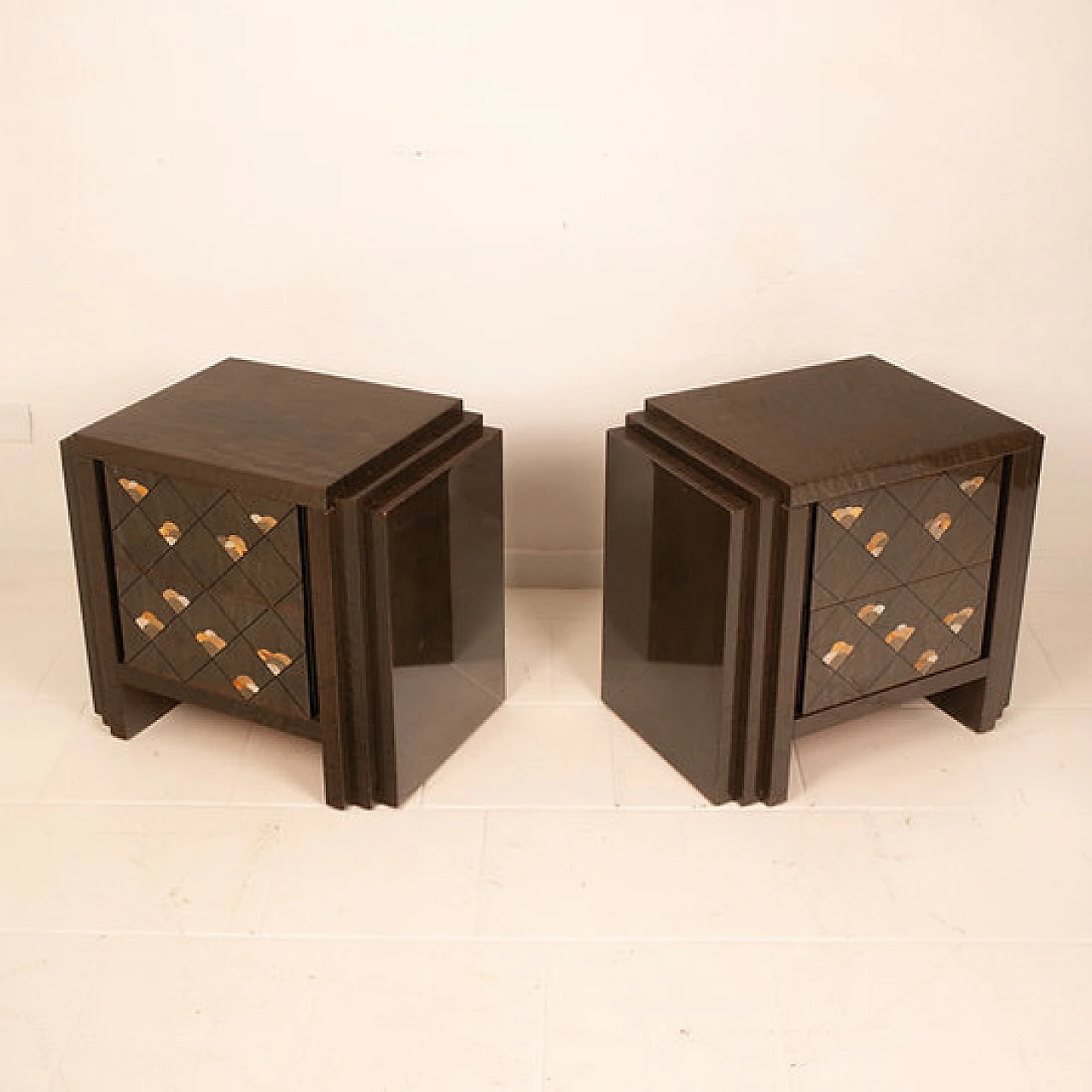 Pair of Chiaro di Luna bedside tables by L. Frigerio, 1980s 2