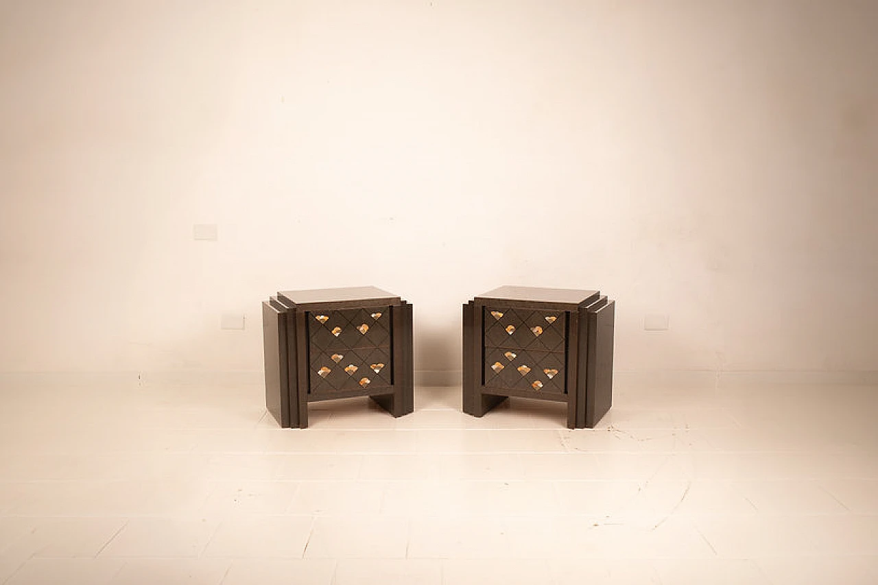 Pair of Chiaro di Luna bedside tables by L. Frigerio, 1980s 5