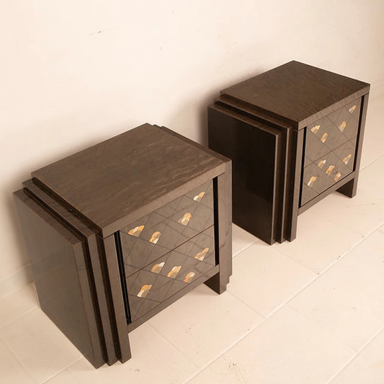 Pair of Chiaro di Luna bedside tables by L. Frigerio, 1980s 8