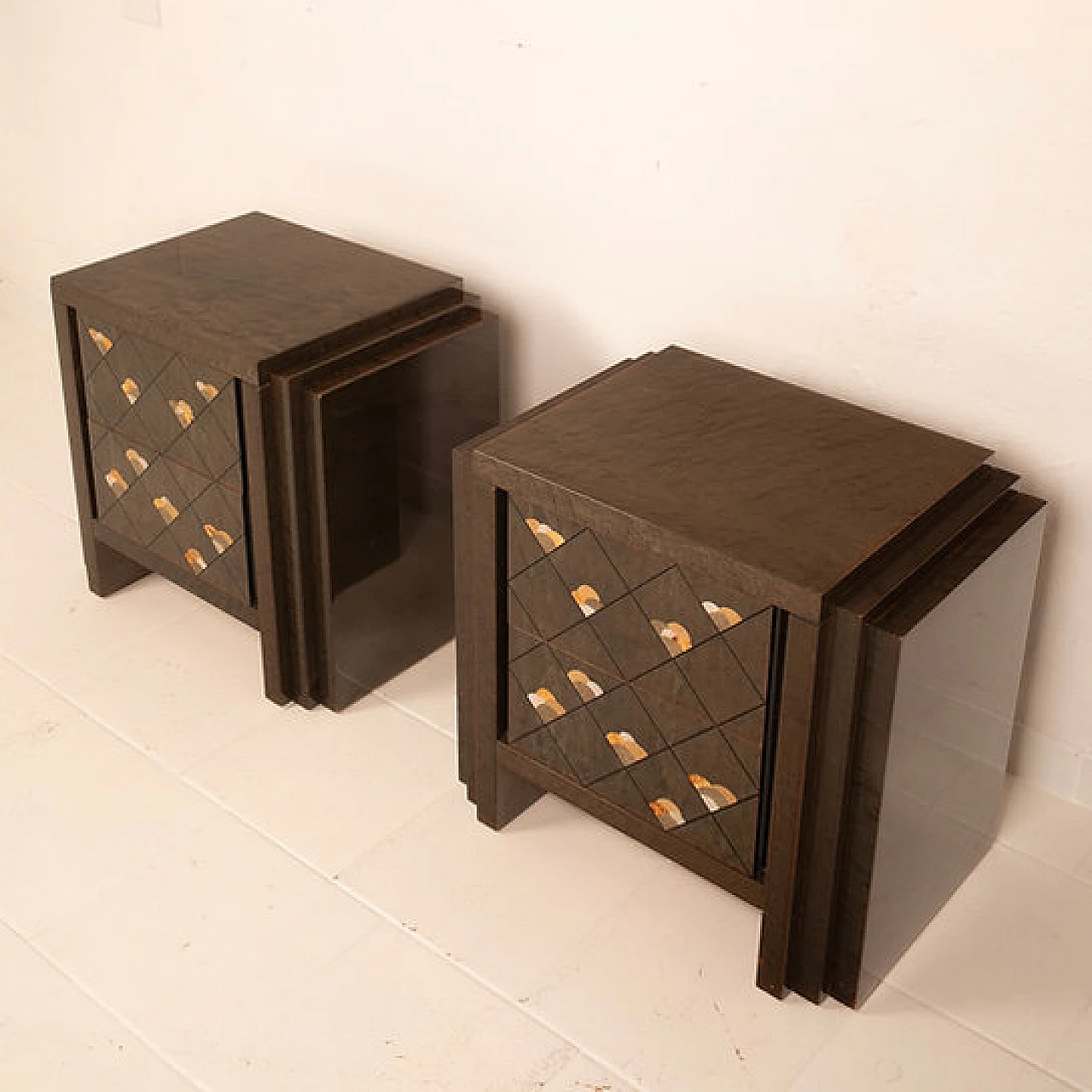 Pair of Chiaro di Luna bedside tables by L. Frigerio, 1980s 12