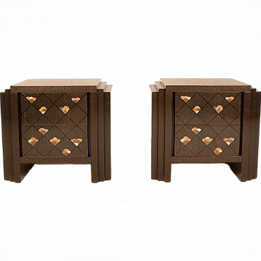 Pair of Chiaro di Luna bedside tables by L. Frigerio, 1980s