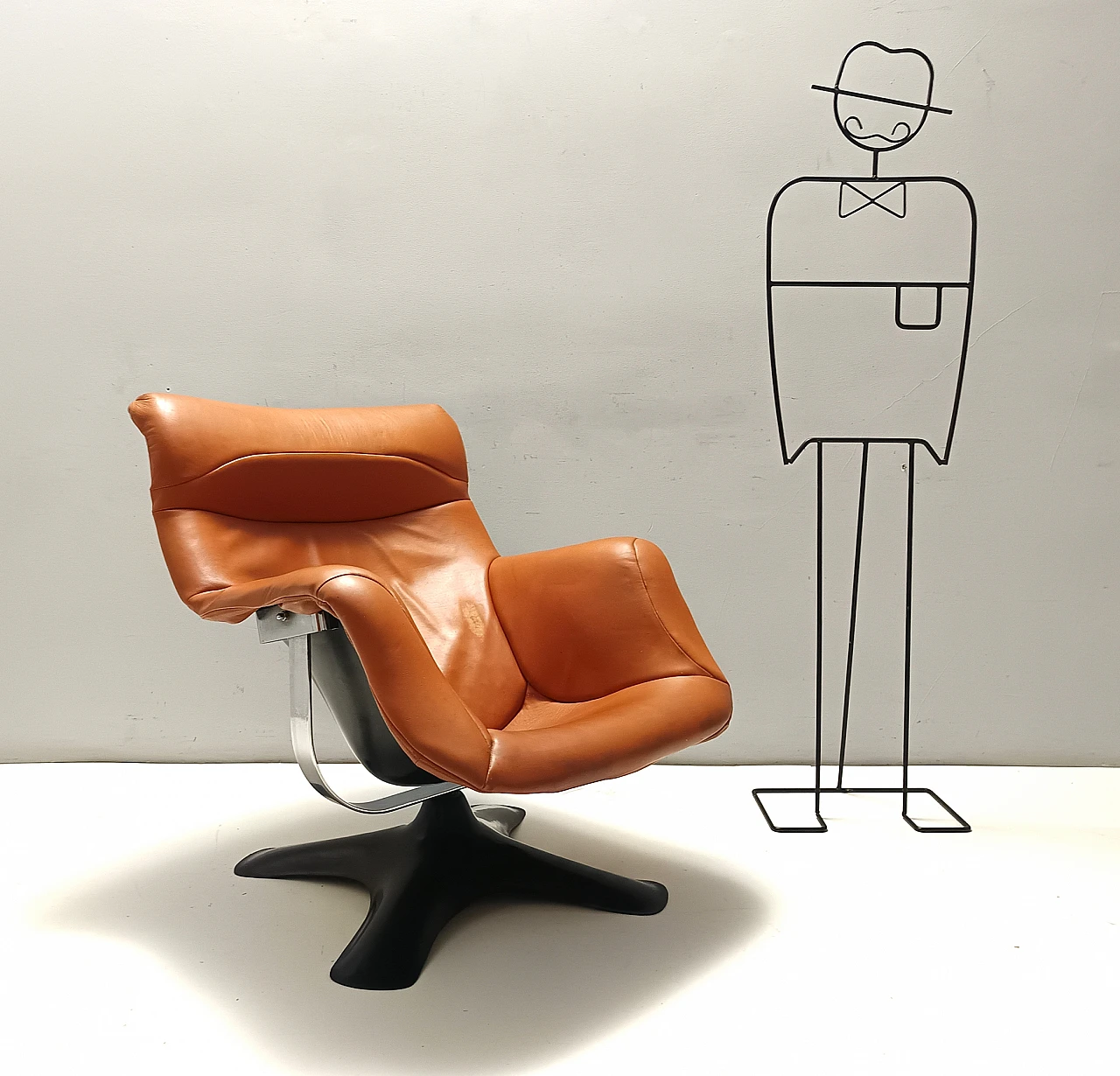 Karuselli leather chair by Yrjö Kukkapuro for Haimi, 1970s 5