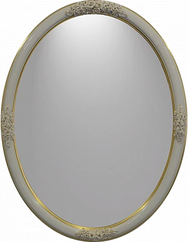 Porcelain and wood mirror with roses by Giulio Tucci, 2000s