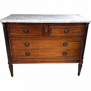 Louis XVI wooden chest of drawers with marble top, early 20th century