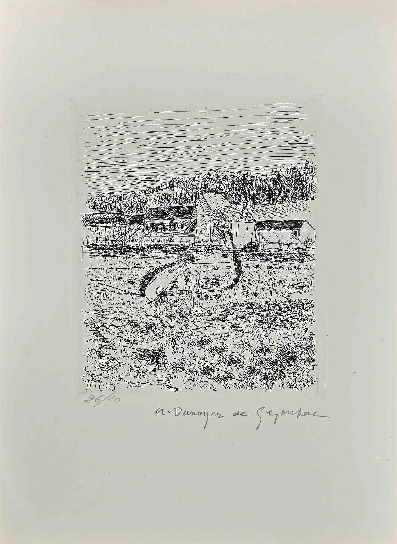 André Dunoyer de Segonzac, The Plow on the Fields, Etching 1940s-1950s 1