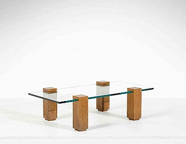 Edoardo Detti, glass and wood coffee table 1960s-1970s