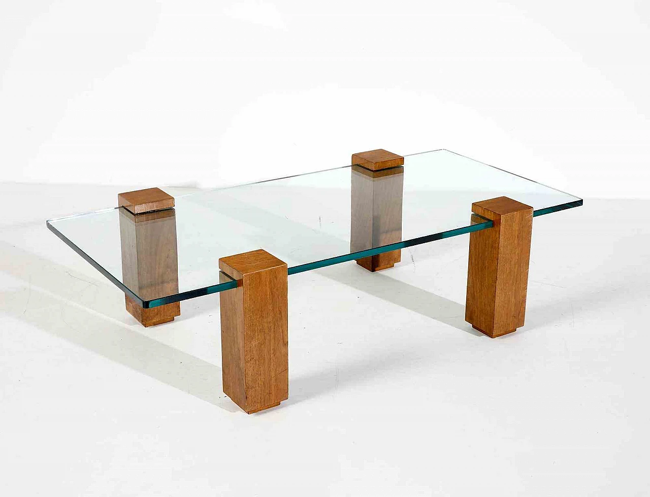 Edoardo Detti, glass and wood coffee table 1960s-1970s 3