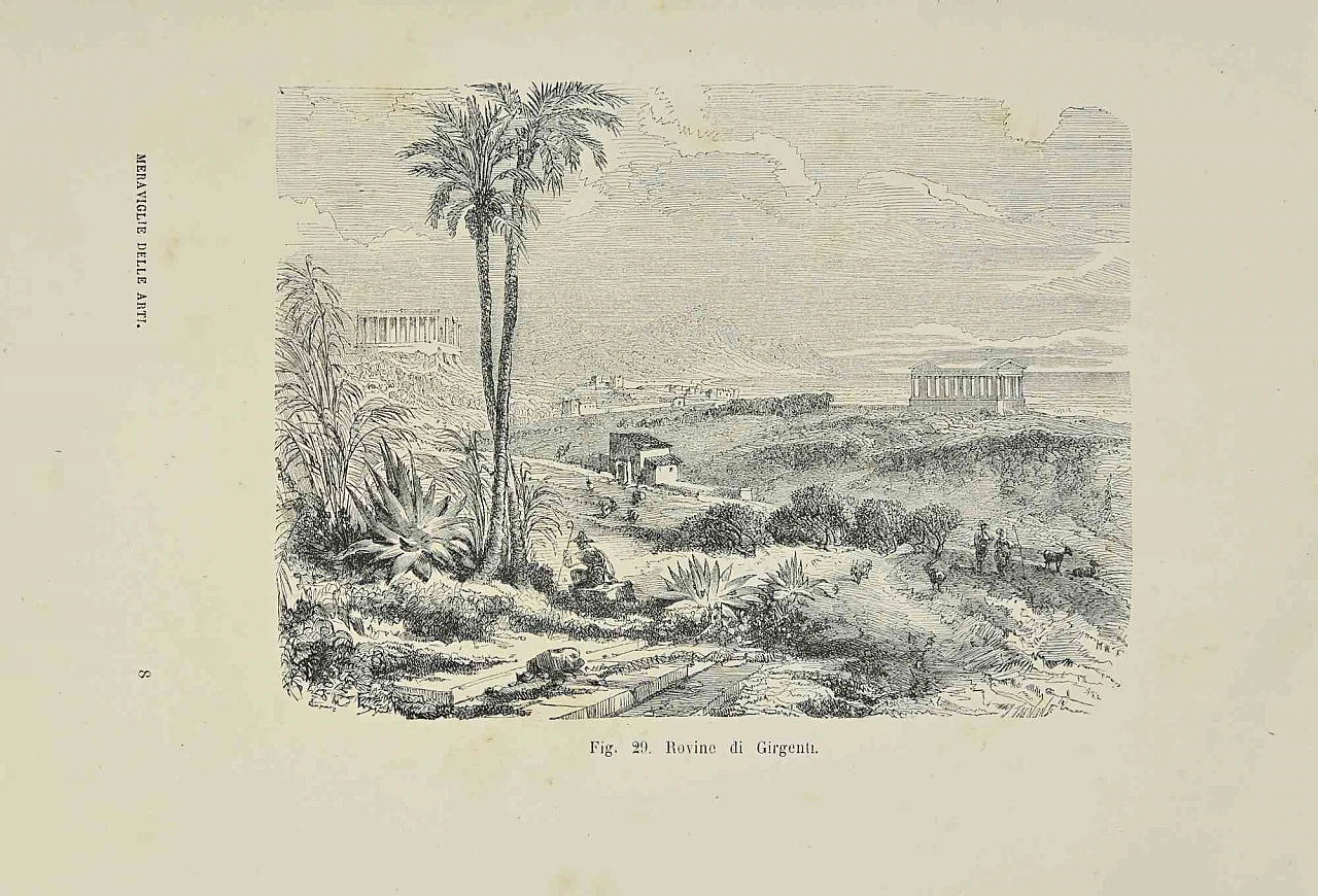 Various Authors, Ruins of Girgenti, Lithograph 19th century 1