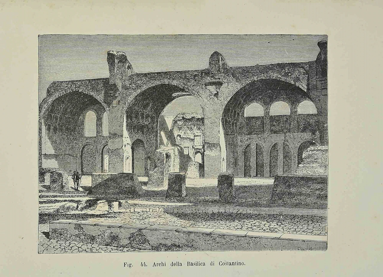 Various Authors, Arches of the Basilica of Constantine, Lithograph 19th century 1