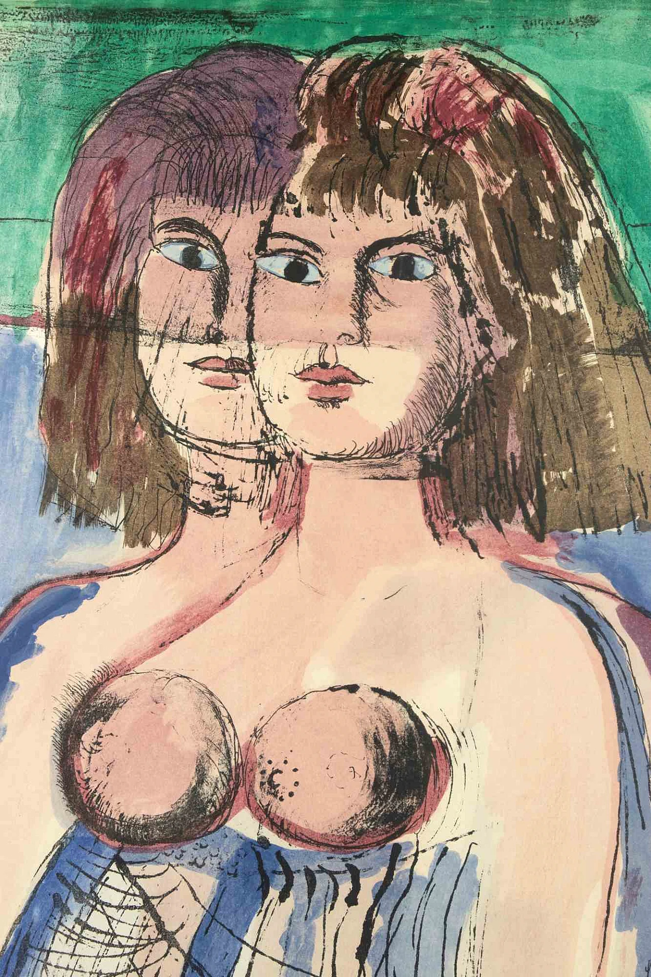 Bruno Cassinari, Ritratto femminile, disegno ad acquerello-inchiostro 1960-1979 2