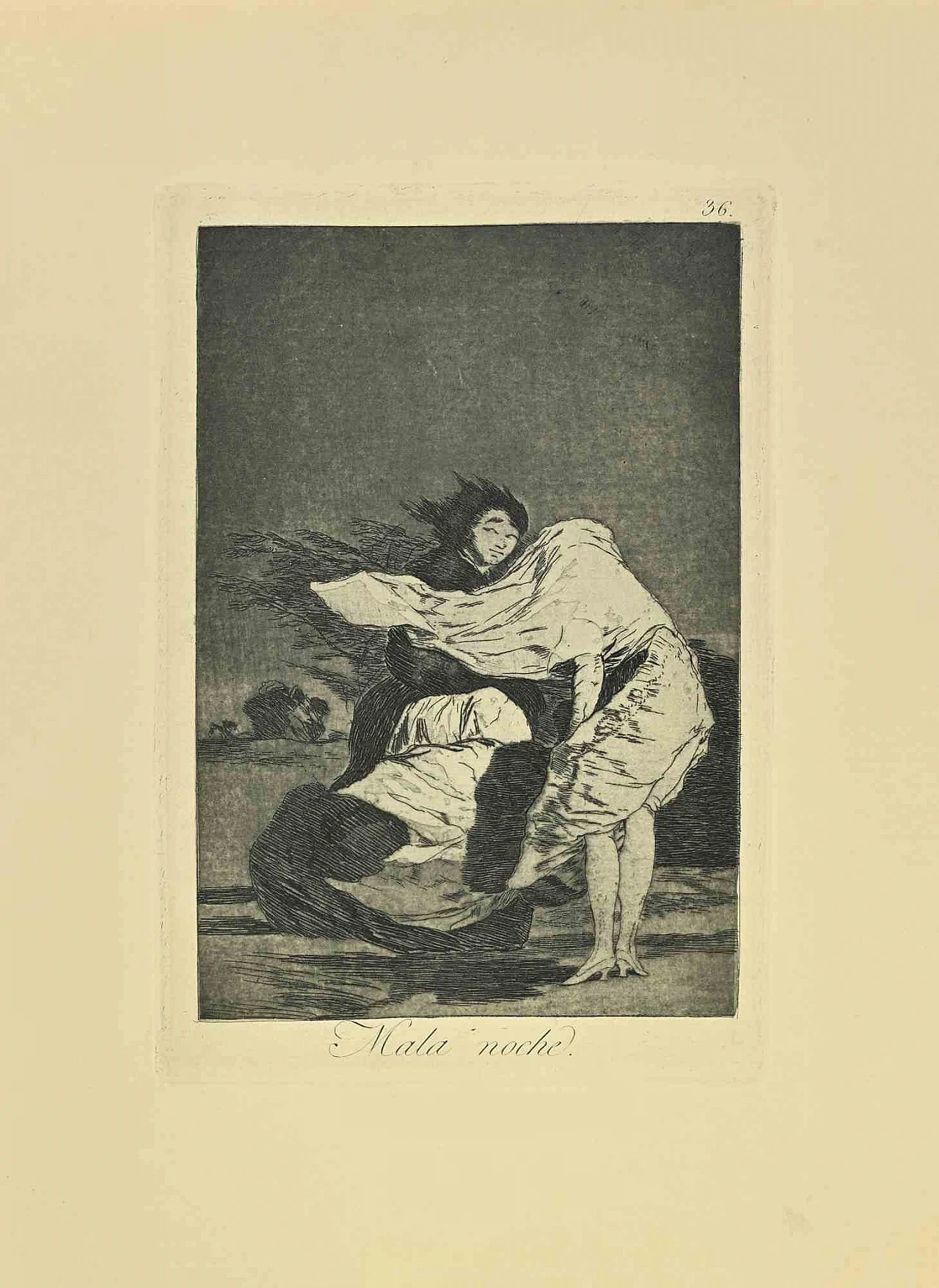 Francisco Josè de Goya y Lucientes, Mala Noche, Etching Aquatint Drypoint 19th century 1