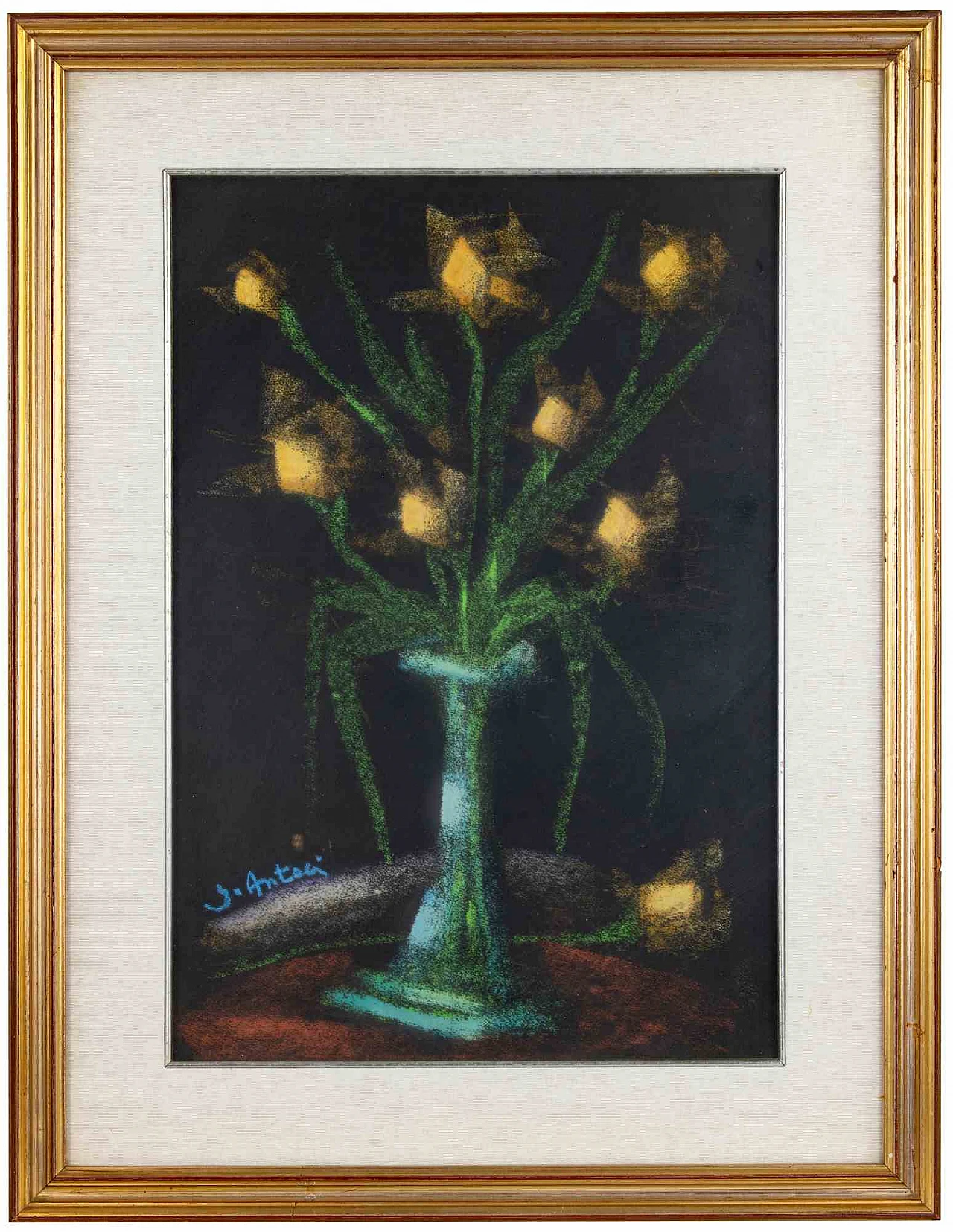 Giovanni Antoci, Yellow Flower Vase, Pastel 2000s 2