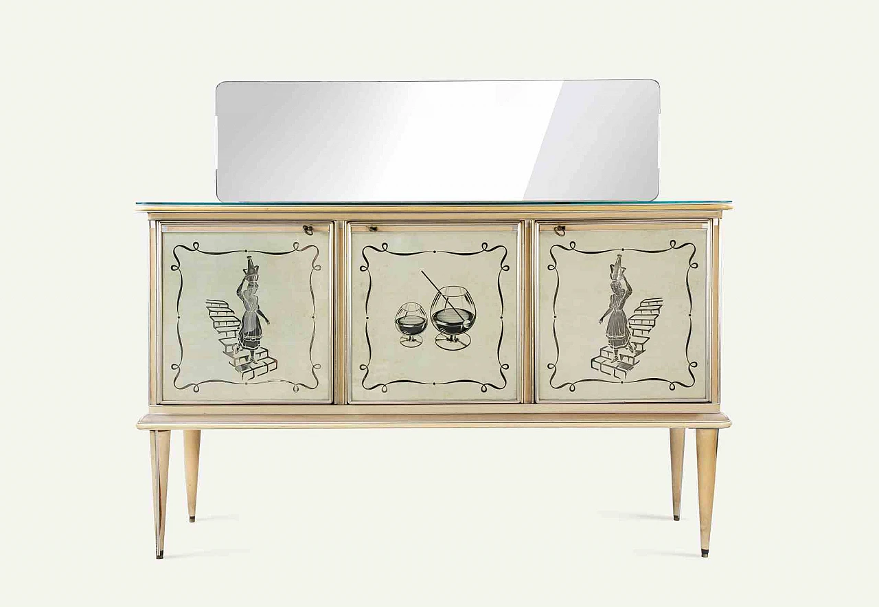 Umberto Mascagni, Buffet di Umberto Mascagni con specchio incastonato 1960-1979 8