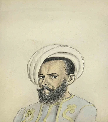 Charles de Bozolez, Portrait of General, Drawing 1940s-1950s