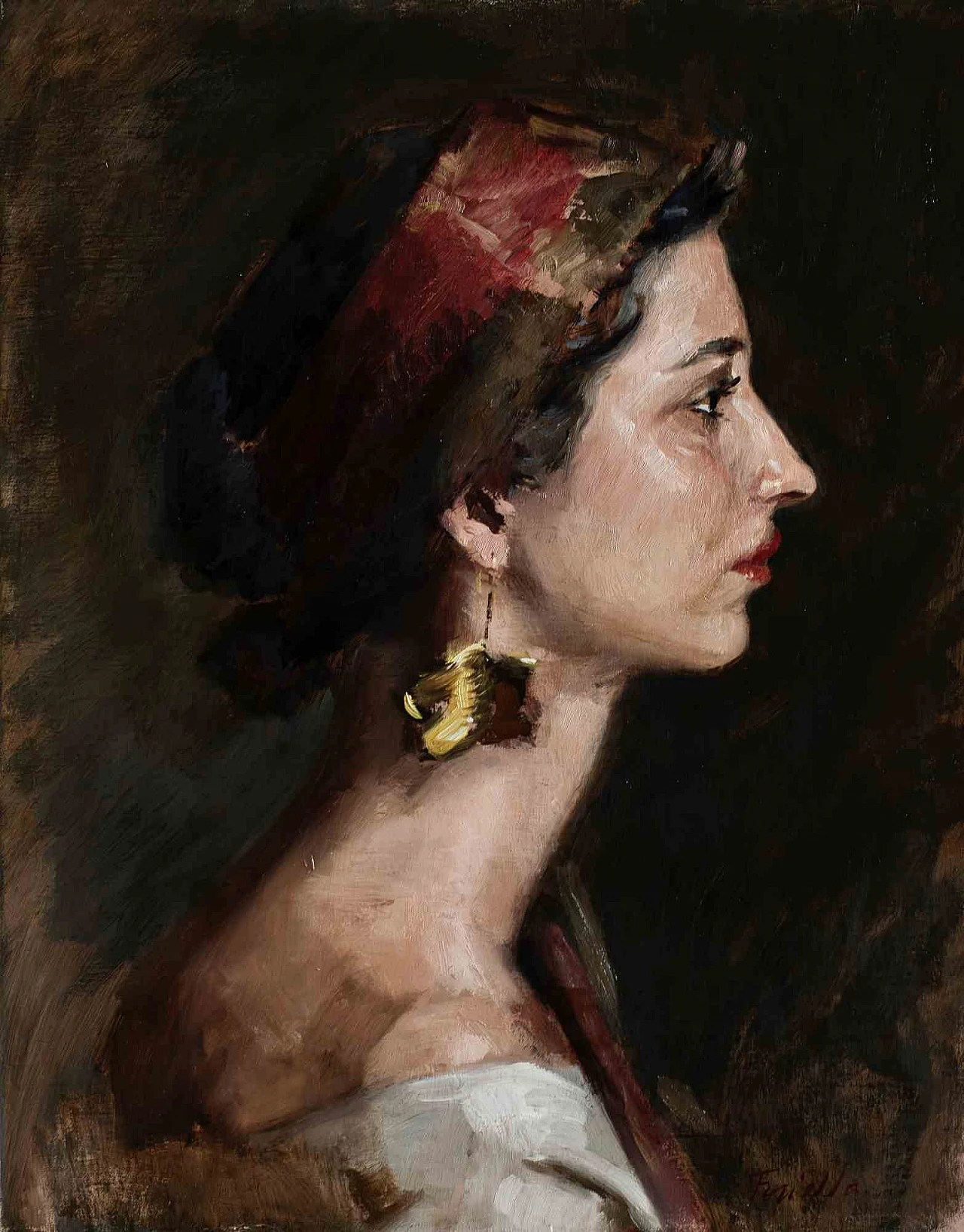 Marco Fariello, Ragazza con bandana, Oil Painting 2000s 1