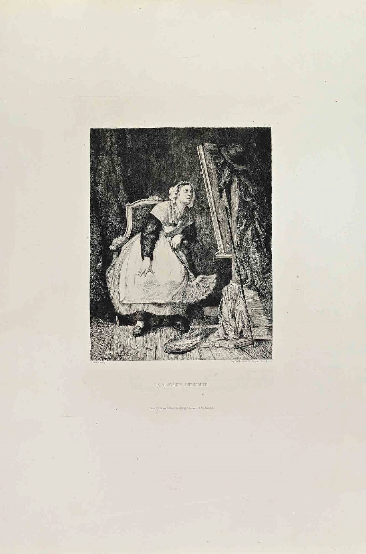 Henri Guérard, La Servante Indiscrete, Etching 19th century 1