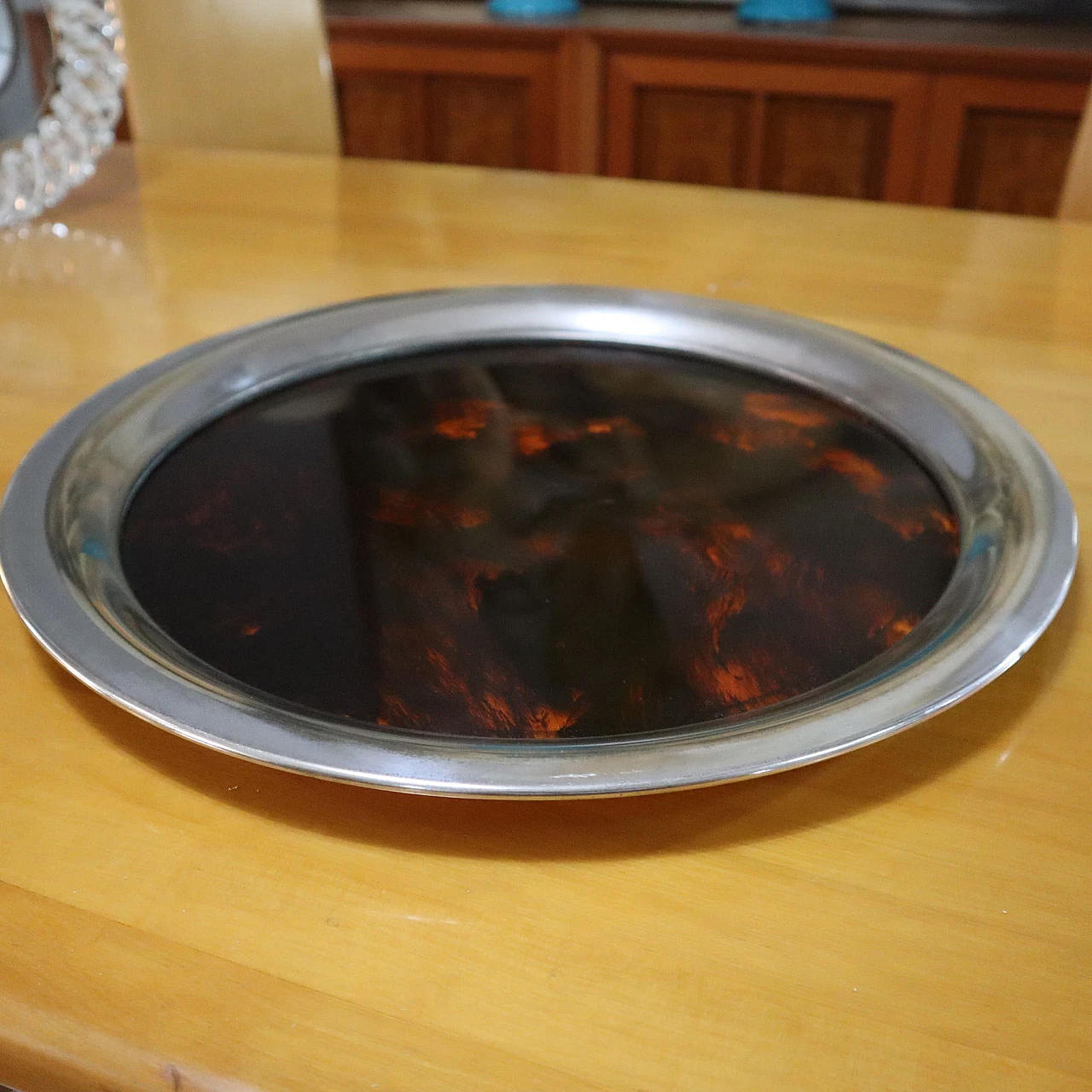 Bakelite tray and silver frame by Guzzini, 1970s 4