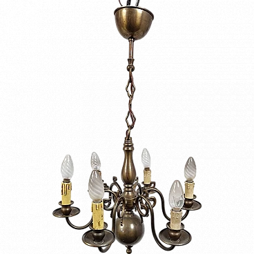 Six-light metal chandelier