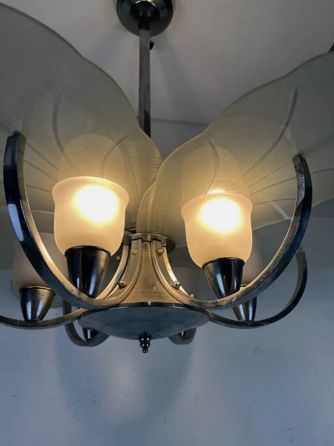 6-light French glass chandelier, 1940s 8