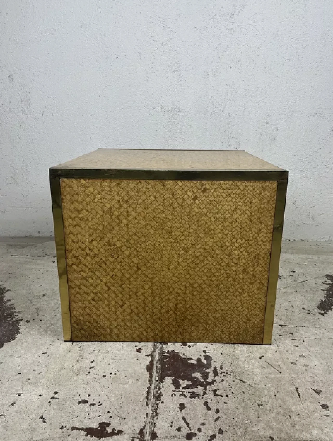 Bedside table in rattan wood, bamboo and brass, 1970s 9