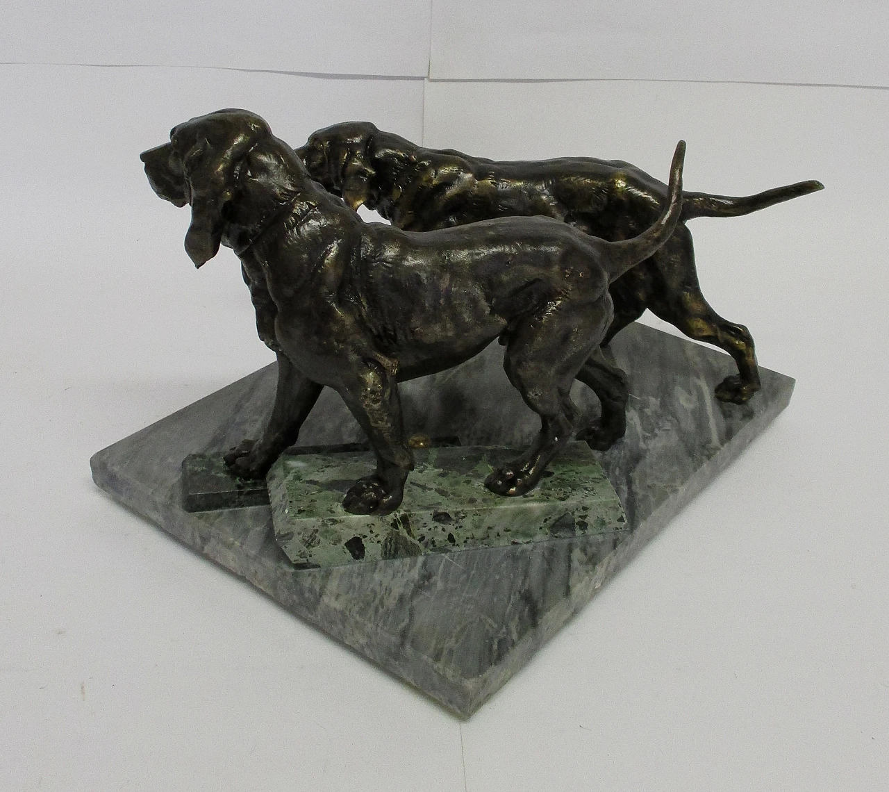 Cani da caccia, scultura in bronzo Deco, primi '900 4