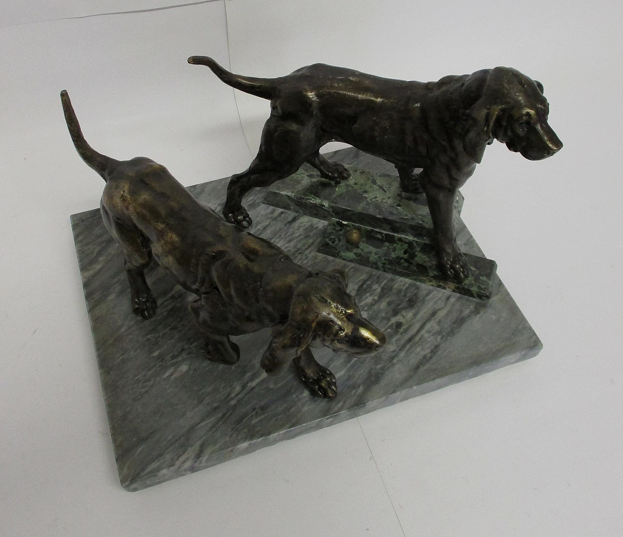 Cani da caccia, scultura in bronzo Deco, primi '900 6