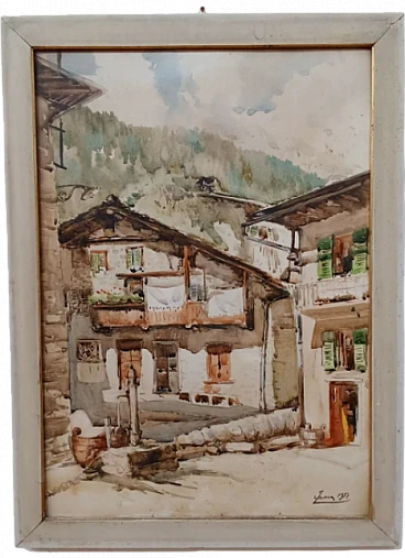 Baite Valtellinesi, watercolour on paper, 1950s