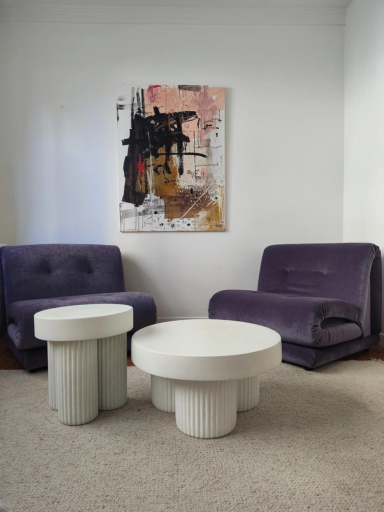 Pair of stackable fibre cement coffee tables, 2000s 1