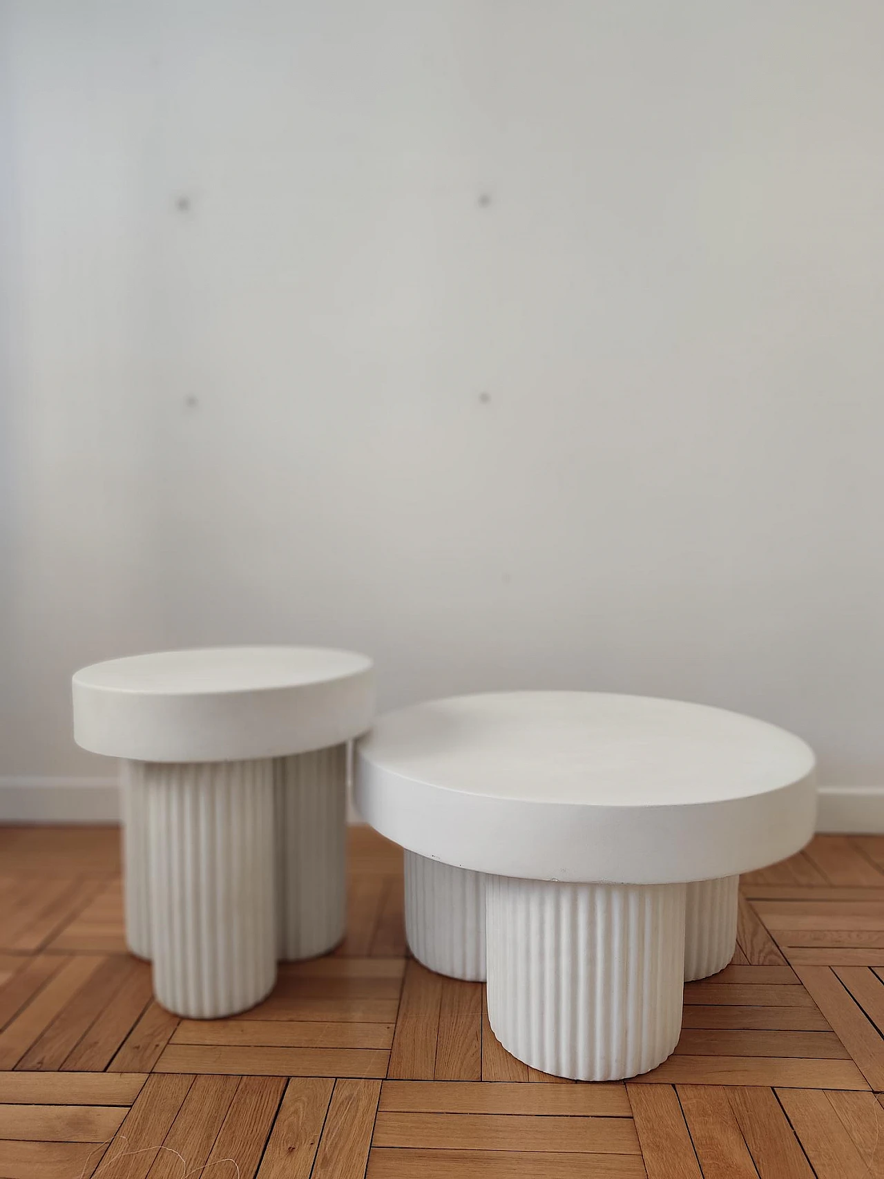 Pair of stackable fibre cement coffee tables, 2000s 3