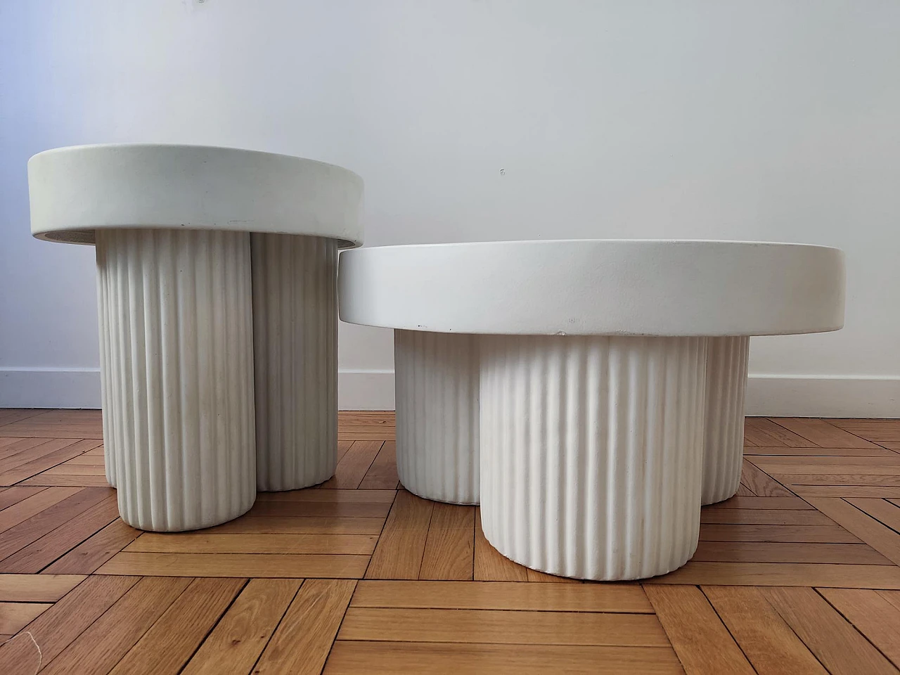 Pair of stackable fibre cement coffee tables, 2000s 6