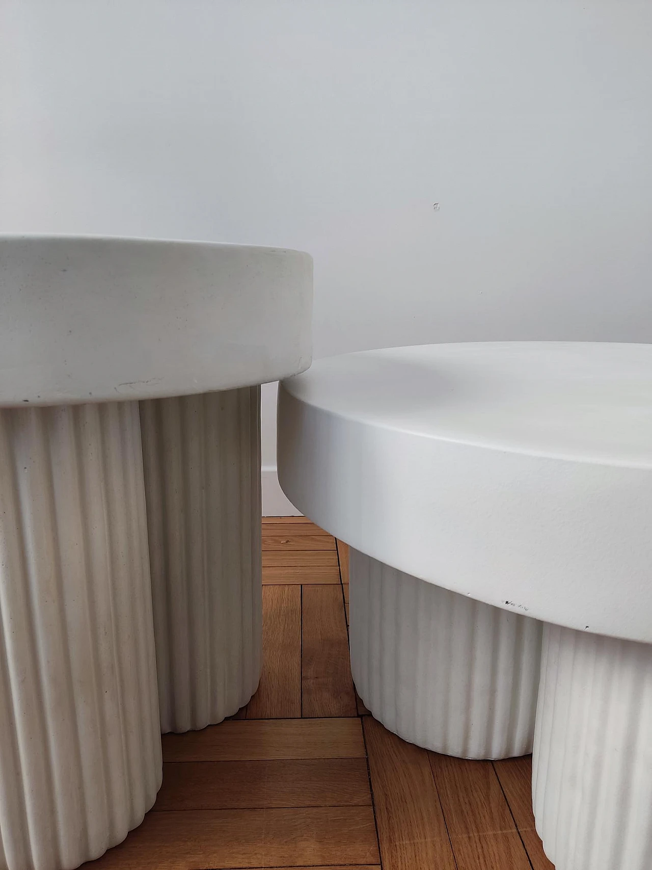 Pair of stackable fibre cement coffee tables, 2000s 7