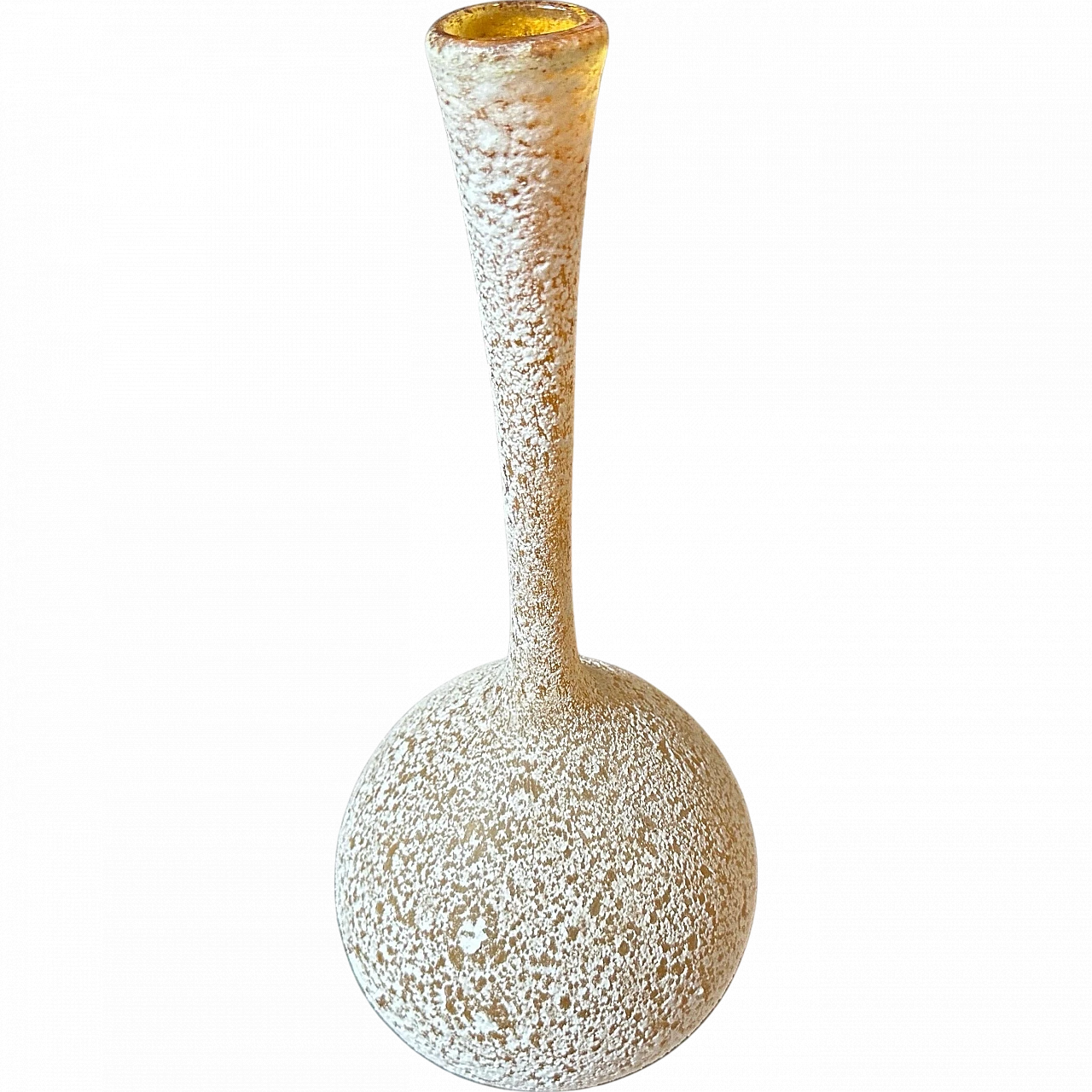 Cenedese style yellow scavo Murano glass vase, 1980s 12