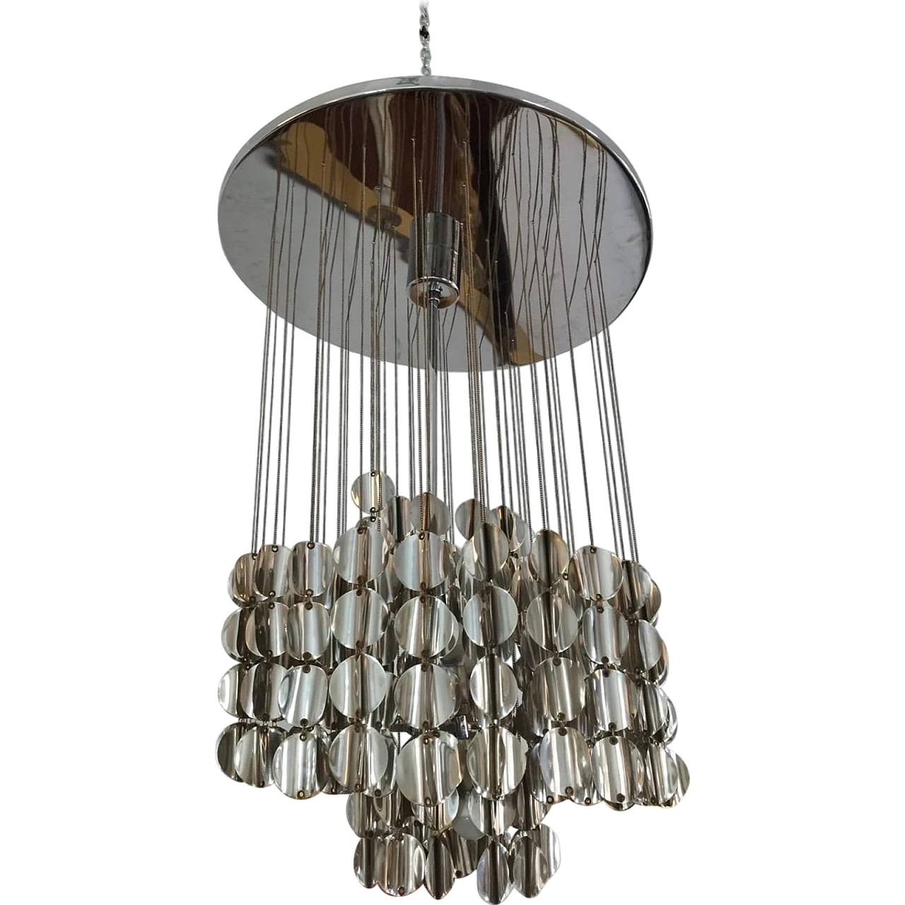 Chromed metal cascade chandelier, 1970s 10