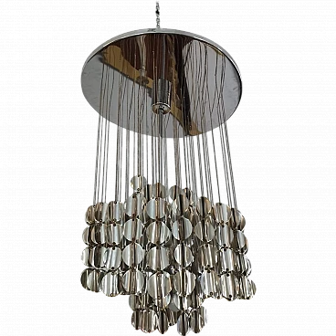 Chromed metal cascade chandelier, 1970s